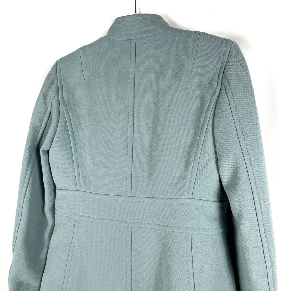 SOLD-J Crew Classic Coat Robins Egg Blue Wool Blend Long Line Hidden Button Sz 4 - Picture 6 of 7